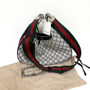 GUCCI Attache GG Supreme Blue Crossbody Handbag Canvas Logo Shoulder Bag Strap